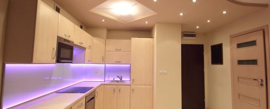 Kitchen with LED strip lighting — Electrician in Darwin, NT
